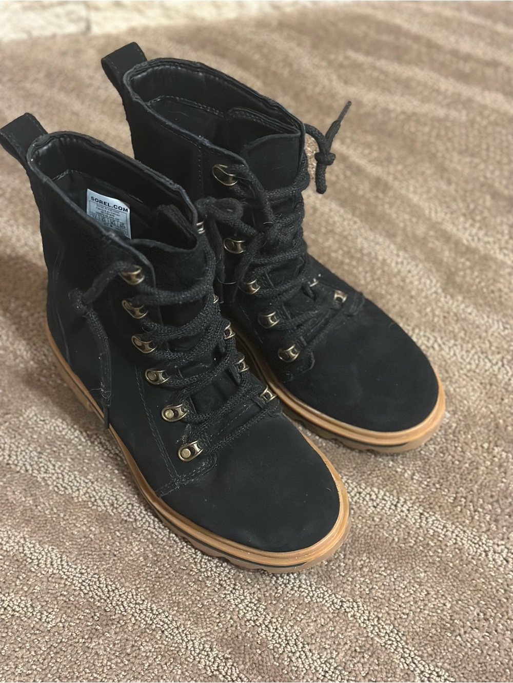 Sorel Lennox Lace Waterproof Boots in black waterproof suede - Picture 2 of 10